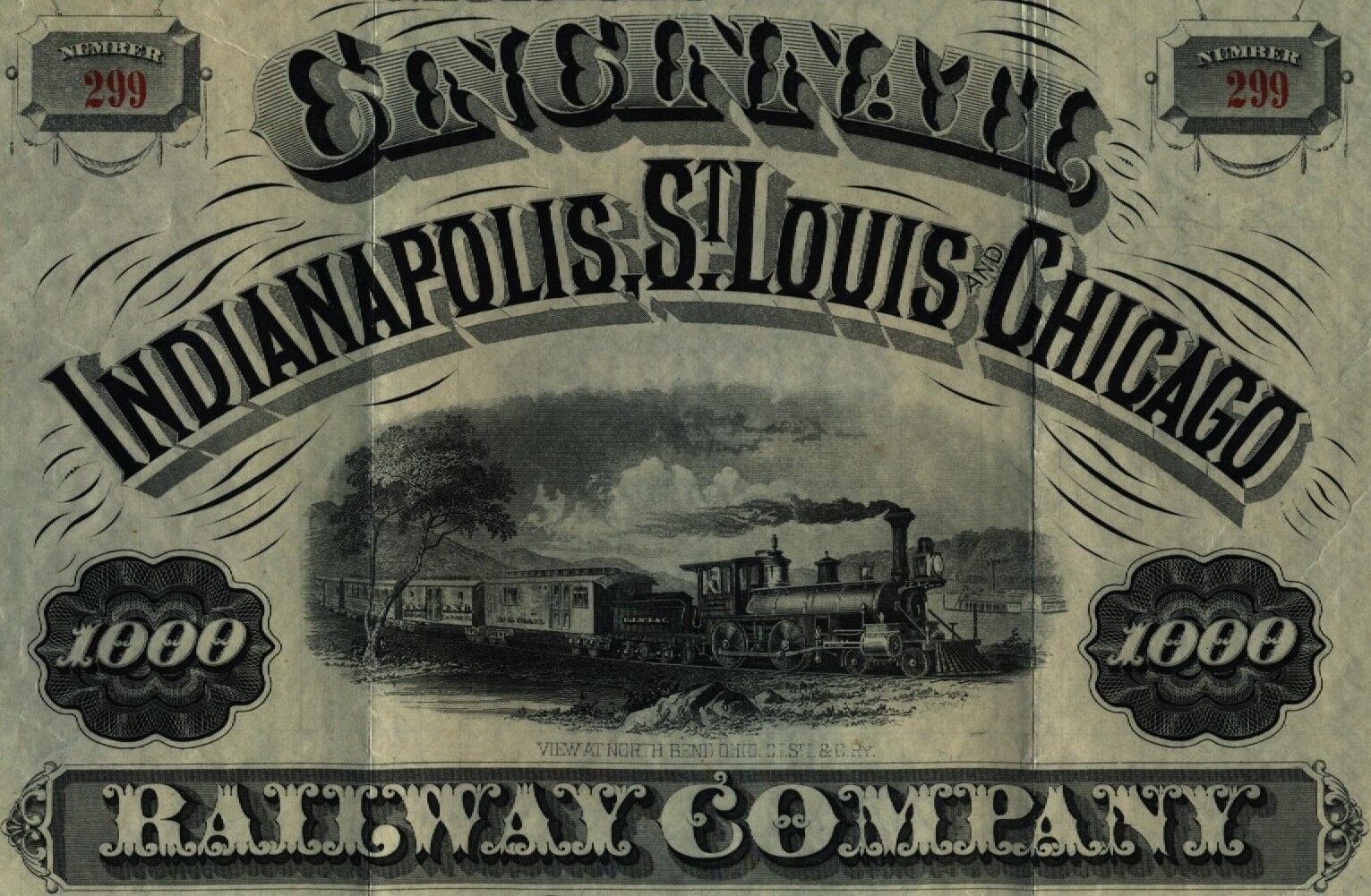 1880 Cincinnati Indianapolis St. Louis 直輸入品激安 St 驚きの値段で & Chicago Railway Bond