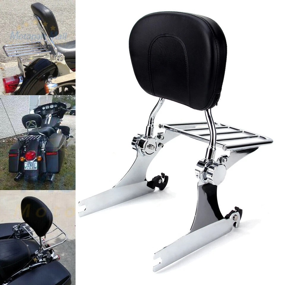 Backrest Sissy Bar with Rack For Harley Dyna Low Rider Super Glide FXD 2006-2018 Foto 3 de 4
