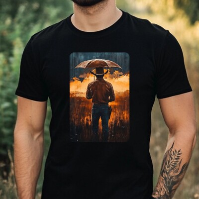 Mens Cowboy Umbrella Print Cotton T-Shirt Size XS to 5XL