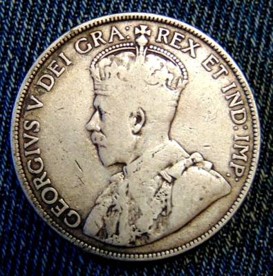 CANADA 1913 50 cents silver half dollar fifty cent piece king