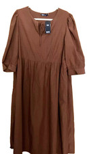 Elegant M&S women’s Brown Midi Dress, UK 18, Relaxed Fit, New with Tags