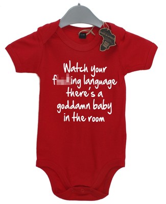 Watch Your Language Theres A Goddamn Baby In The Room Grow BabyGrow Lustiges Geschenk