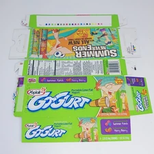 2013 VINTAGE Disney Channel PHINEAS AND FERB YOPLAIT GO-GURT FLAT EMPTY BOX