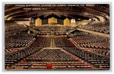 Postcard: NJ Interior Auditorium, Organ, Ocean Grove, New Jersey - Unposted