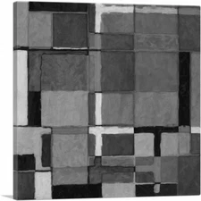 ARTCANVAS Modern Gray Grid of Intersecting Rectangles Canvas Art Print
