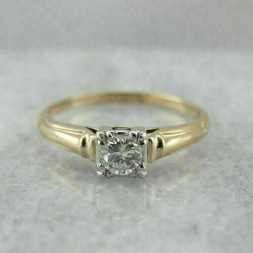 Art Deco Antique 2.10 Ct White Diamond Vintage Wedding Ring 14K Yellow Gold Over - Picture 1 of 3