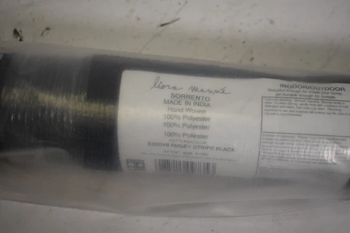 Liora Manne Sorrento Hand Woven Rugby Stripe Black Rug 24" x 36" Indoor/Outdoor - Picture 2 of 5