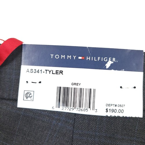 Tommy Hilfiger TH Flex Gray & Blue Plaid Wool Blend Suit w/ Pants Mens 40L X 34W - Picture 20 of 21