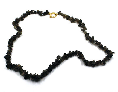 18k yellow gold necklace 20'' with 7-10mm brown smoky quartz nuggets