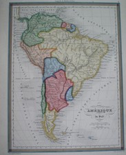 1850 ORIGINAL MAP BRASIL ARGENTINA PATAGONIA PERU BOLIVIA CHILE COLOMBIA ECUADOR