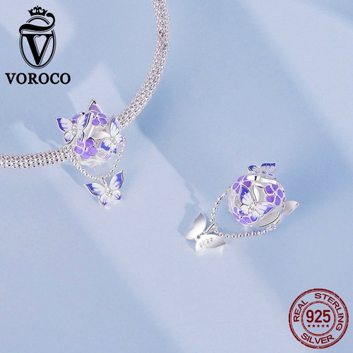 Brazaletes de joyería con flores y mariposas de plata esterlina 925 para mujer Voroco - Imagen 3 de 14