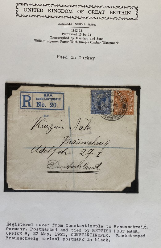 1921 British Post Office In Constantinople Turkey Cover To Brunswick Germany