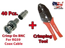40x Crimp on BNC Male and Professional Coaxial BNC Crimping Tool for RG59 Cables