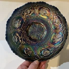 "DRAGON & LOTUS" ICE-CREAM SHAPE BOWL 8 3/8" COBALT BLUE CARNIVAL BY: FENTON WOW