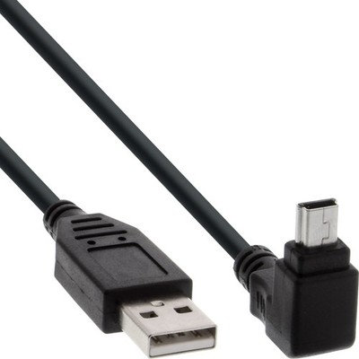 InLine  USB 2.0 Mini-Kabel, ST A/Mini-B ST oben abgew. 90°, schwarz, 1 m