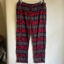 Hanna Andersson Mens XXL Pajama Pants Navy Red Reindeer Holiday Cotton Flannel