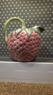 Made in Italy Hand Painted Strawberry Ceramic Pitcher Jug Vintage Quirky nice