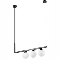 Pendelleuchte HäNgelampe Glas Metall B: 88 Cm Schwarz Weiß 3X G9 Esstisch