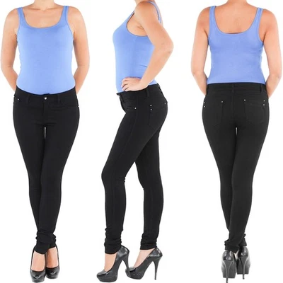 SOTALA Damen Leggings Jeggings Treggings Stretch Hüft Skinny Röhren Hose Schwarz - Bild 1 von 3