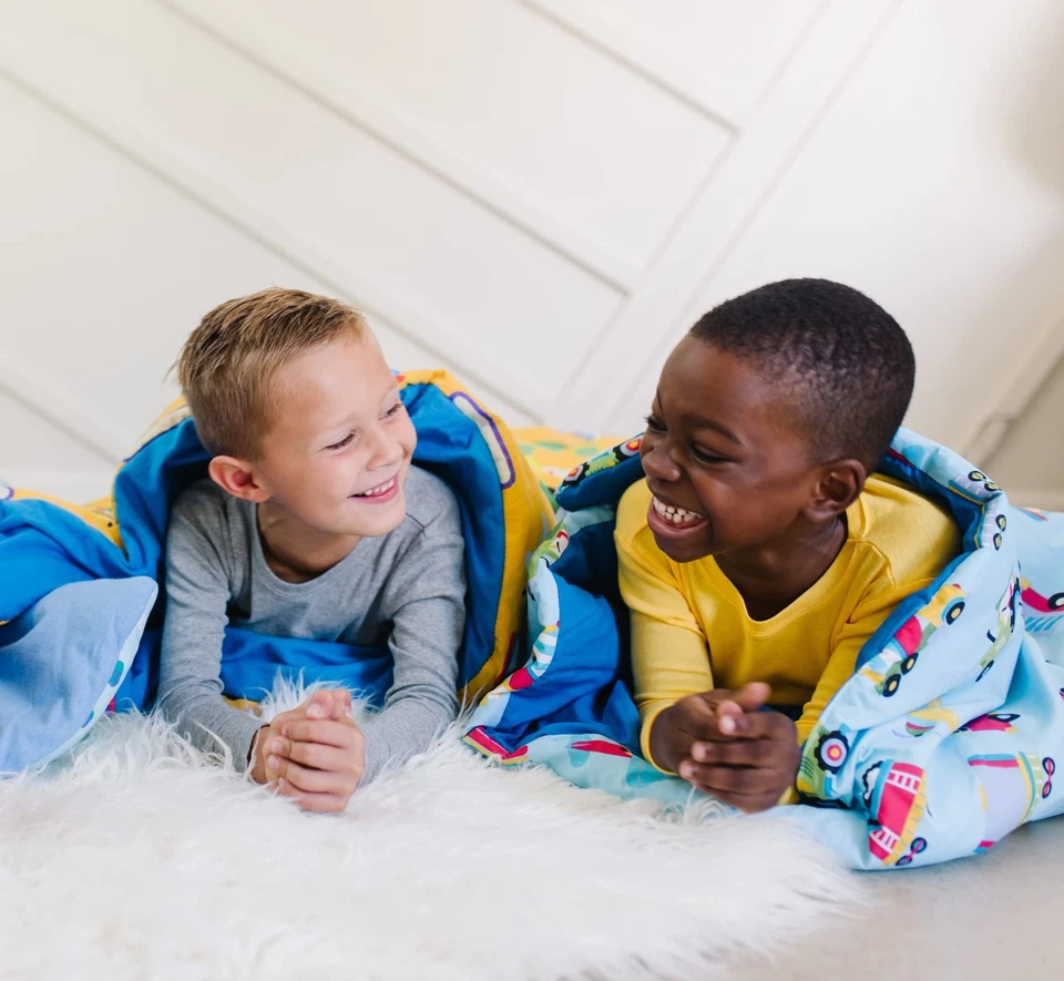 Saco de dormir para niños con almacenamiento para escuela, viaje camping - trenes, aviones, Foto 2 de 4