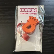 RARE 2025 Dunkin DUNKINGS Donuts Cup Straw Topper Orange