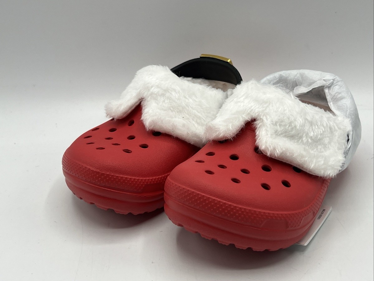 Crocs Classic Lined‎ Santa Claus Clog Mens Sz 12 Red Christmas Slip On Shoes Crocs Classic Lined Santa Clog (210993) - Varsity Red/Multi  main image 3