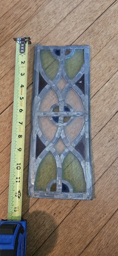 Vintage Lead Framed Stained Glass Window From Catholic Church 12" X 5" - Picture 5 of 6