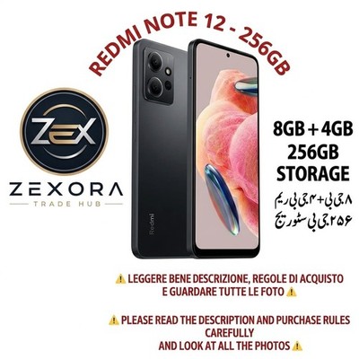 Xiaomi Redmi Note 12 Black - (8+4GB) RAM - 256GB ROM Unlocked Used