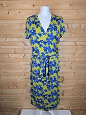 Hobbs Green Blue Floral Wrap Dress size 14