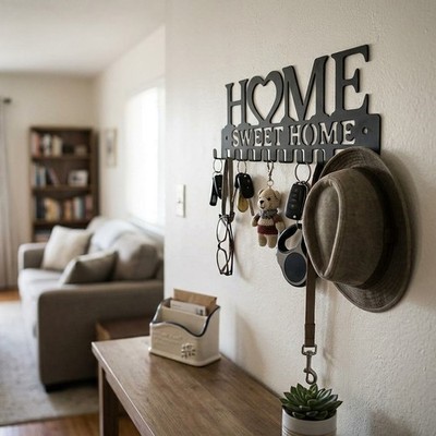 Sweet Home Style Metal Wall Key Rack Organizer for Home Entry Decor