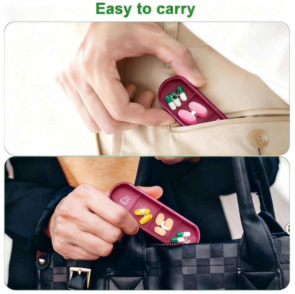 1x Caja de Pastilleras Semanal Organizador 7 Días 4 Veces al Día Estuche Almacenamiento de Medicamentos Foto 4 de 4