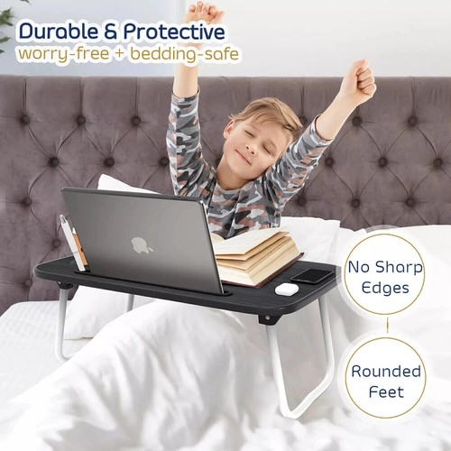 ✅ Foldable Bed Tray Lap Desk with Freestanding Portable Table for Laptop Black - 第 4/6 張圖片