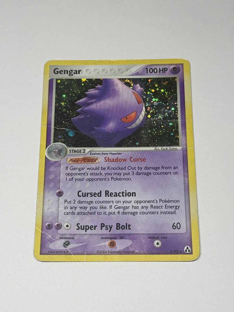 Vintage Gengar 5/92 EX Legend Maker Holo Rare SWIRL Pokemon Card