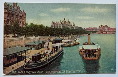 Scotland Yard & Whitehall Court Westminster Bridge London Vintage Postcard