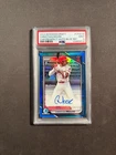 2024 Bowman Draft Christian Moore 1st Chrome Blue Refractor auto 139/150 PSA 9