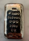 100g Fine Silver Bar 999.9 Pure SAO UK