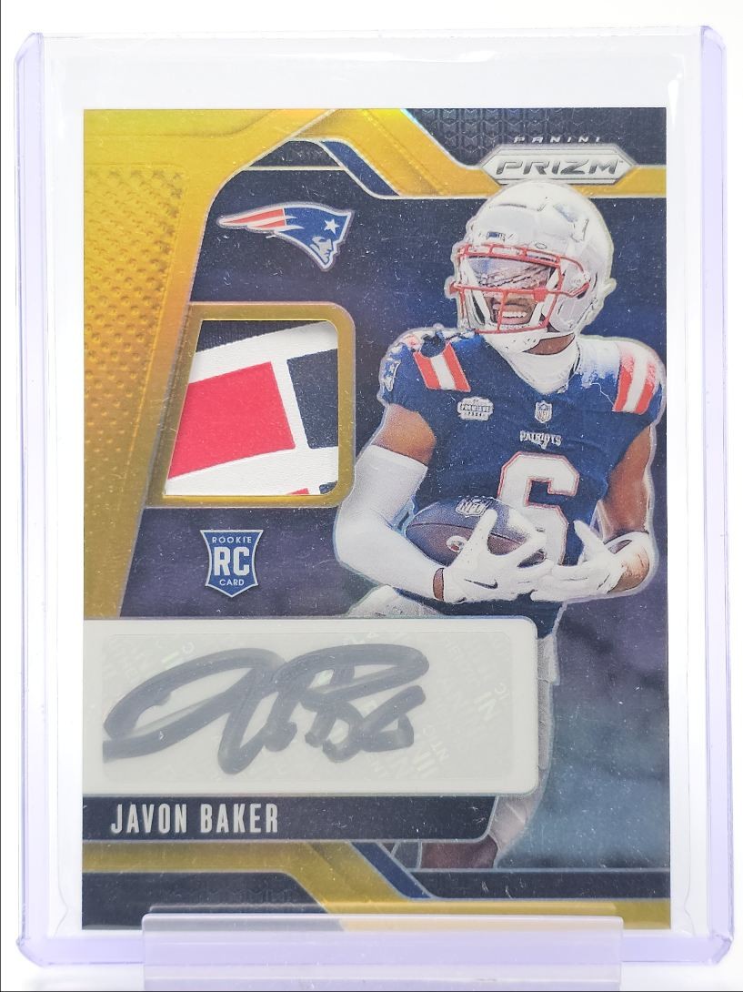 Javon Baker Panini Prizm Rookie Patch Autographs #RPAJBR Gold Prizm