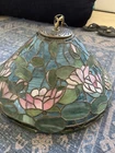 Vintage Tri-Lite Tiffany Style Stained Glass Hanging Pendant Lamp – Water Lily F