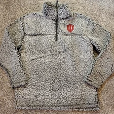 NCAA Indiana Hoosiers Boxercraft Basketball Mens Medium Gray Fleece 1/4 Zip