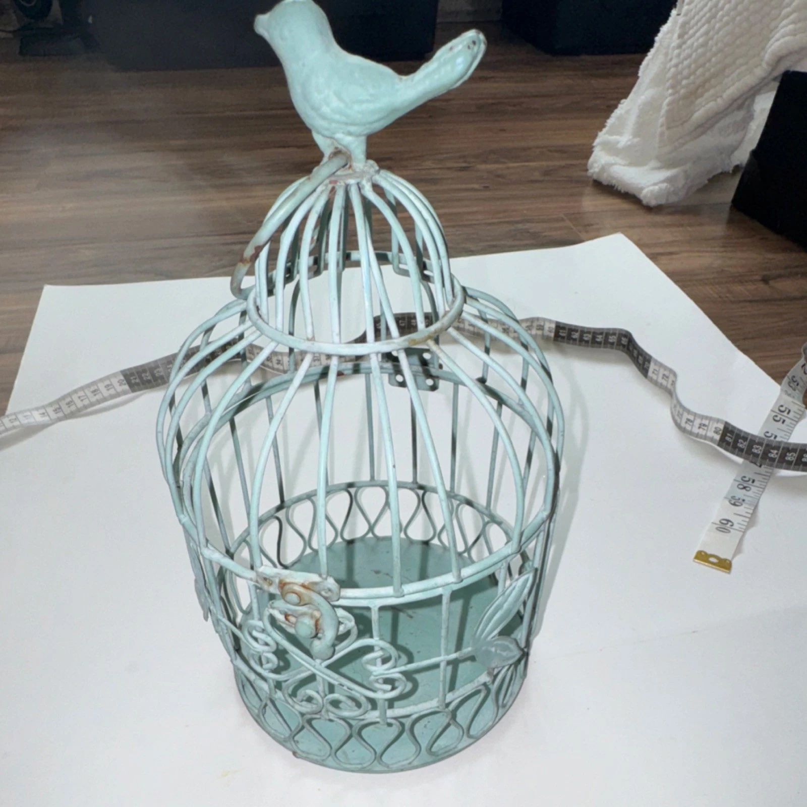 Rustic unique Decorative Metal Light mint Round Hanging Bird House Cage