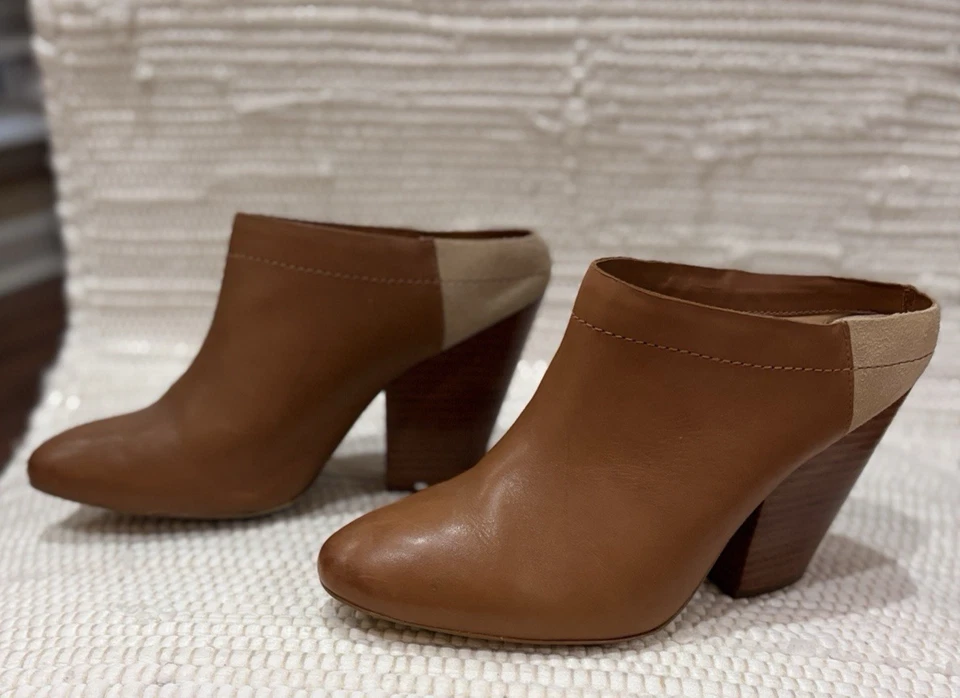 Miss Albright Clogs Specialty Platform Camel & Cream Leather Size 6 Shoes - Image 2 of 4