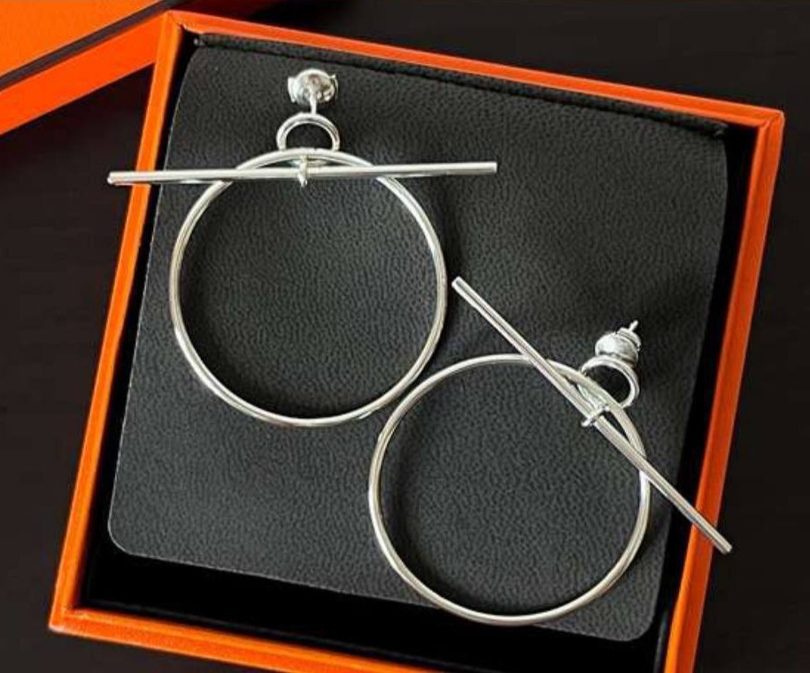 Hermes Loop Earrings Silver Medium Model  NEW - image 4