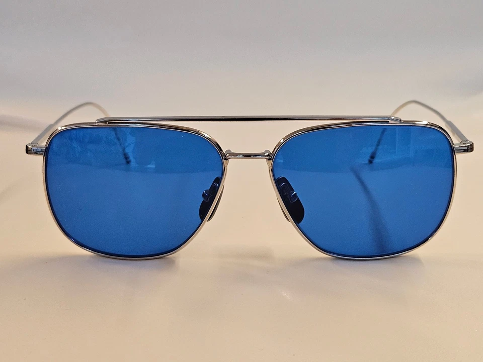 Thom Browne TB-100-A-T-SLV-58 Sunglasses Silver Frame Blue Lens 58mm Eyewear - Image 2 of 4