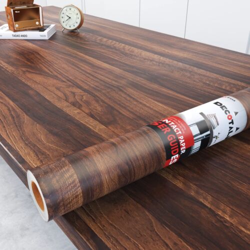 Walnut Wood Paper Wood Grain Paper 17.7"x120" Peel and Stick Wood Wallpaper f...