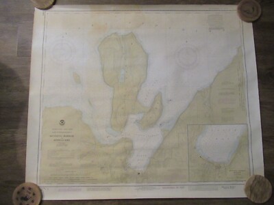 NOAA Map Munising MI Harbor and Approaches 19th Ed 1985 Soundings in Feet