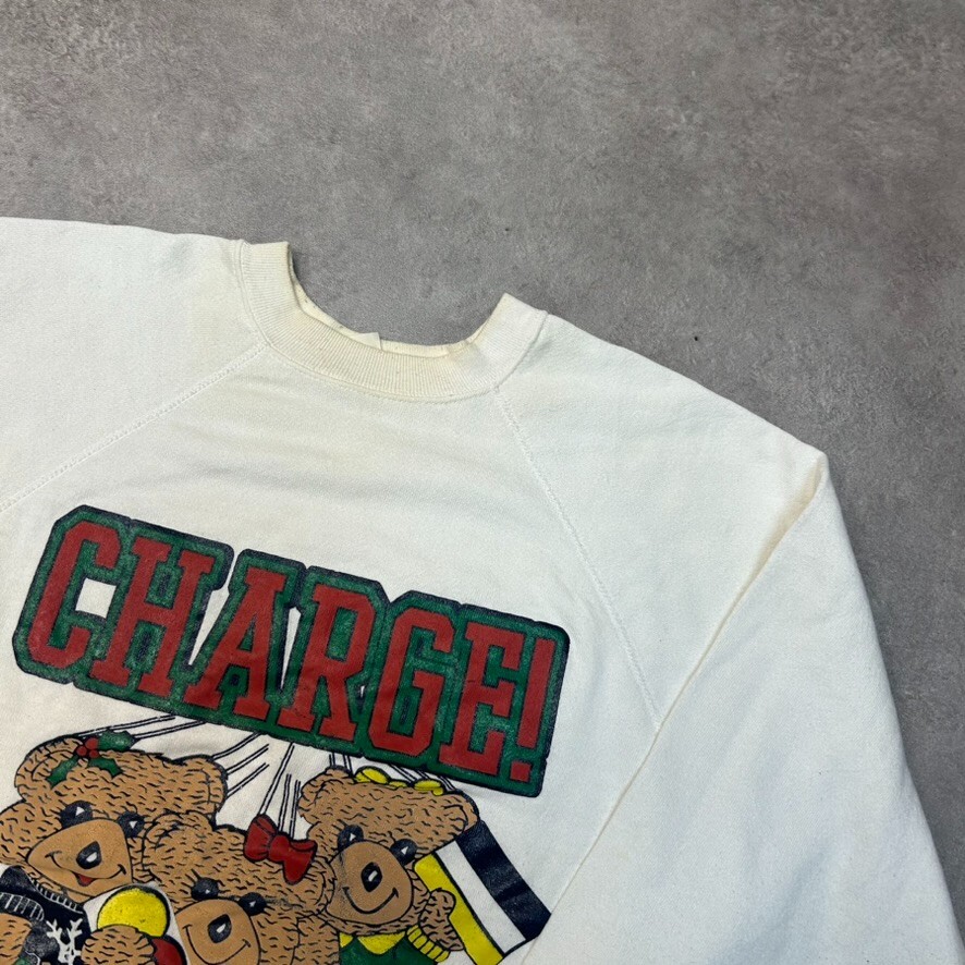 Tultex Charge Jumper Mens XL Crew Neck Teddy Bears Pullover Sweater, White image 2