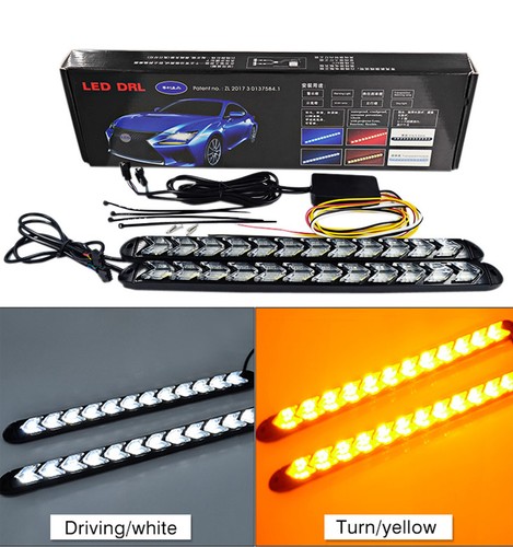 NEW LED Amber White Switchback Sequential Flow Strip Arrow 12 Turn Signal Light - Foto 1 di 7