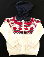 GYMBOREE  Hooded Apple Zip  Cardigan Sweater  - Off-White - NIP Girls 8