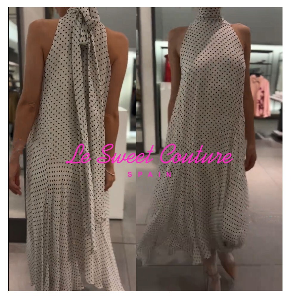 【LOULOUSEOUL】Dot Halter Dress ドット ホルターネック ドレス ZW COLLECTION ホルターネック ドット柄ワンピース - ブラウン