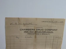 LaFayette, AL Chambers Drug Company 1942 Invoice